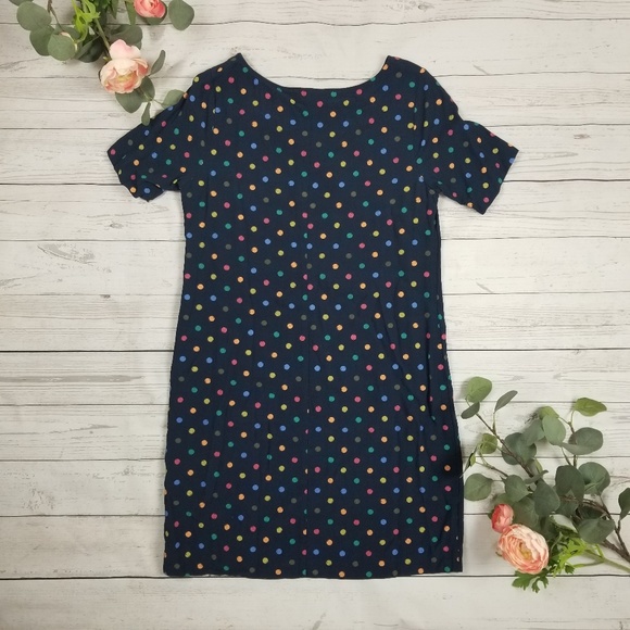 J Jill Polka Dot Short Sleeve Shift Dress Blue - Picture 7 of 7